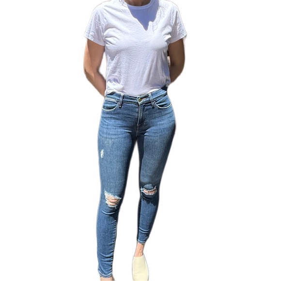 Frame blue jeans ripped Le high skinny size 26 - Picture 6 of 7
